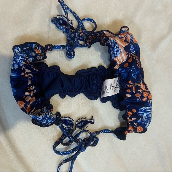 New! Agua Bendita Azure Alegria Floral Blue Bikini Bottom 3937 - Picture 4 of 9